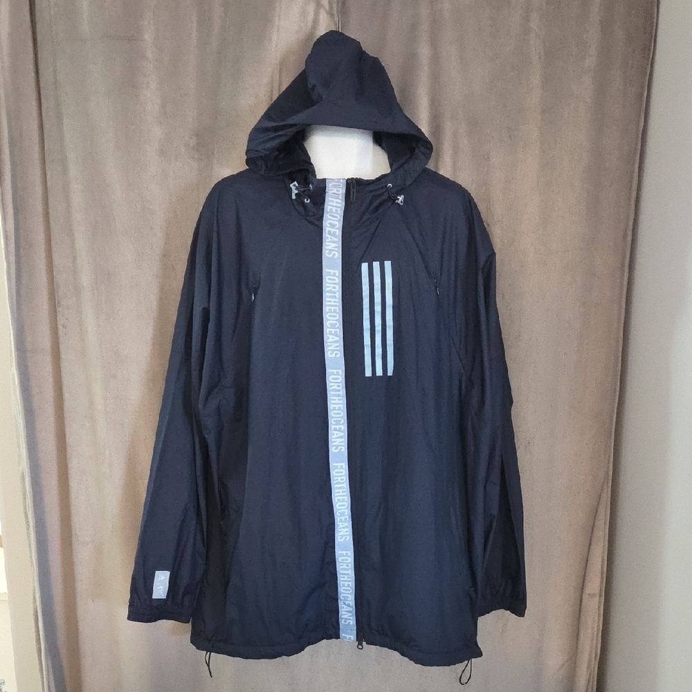 adidas Men's 2xl Blue Hooded Windbreaker